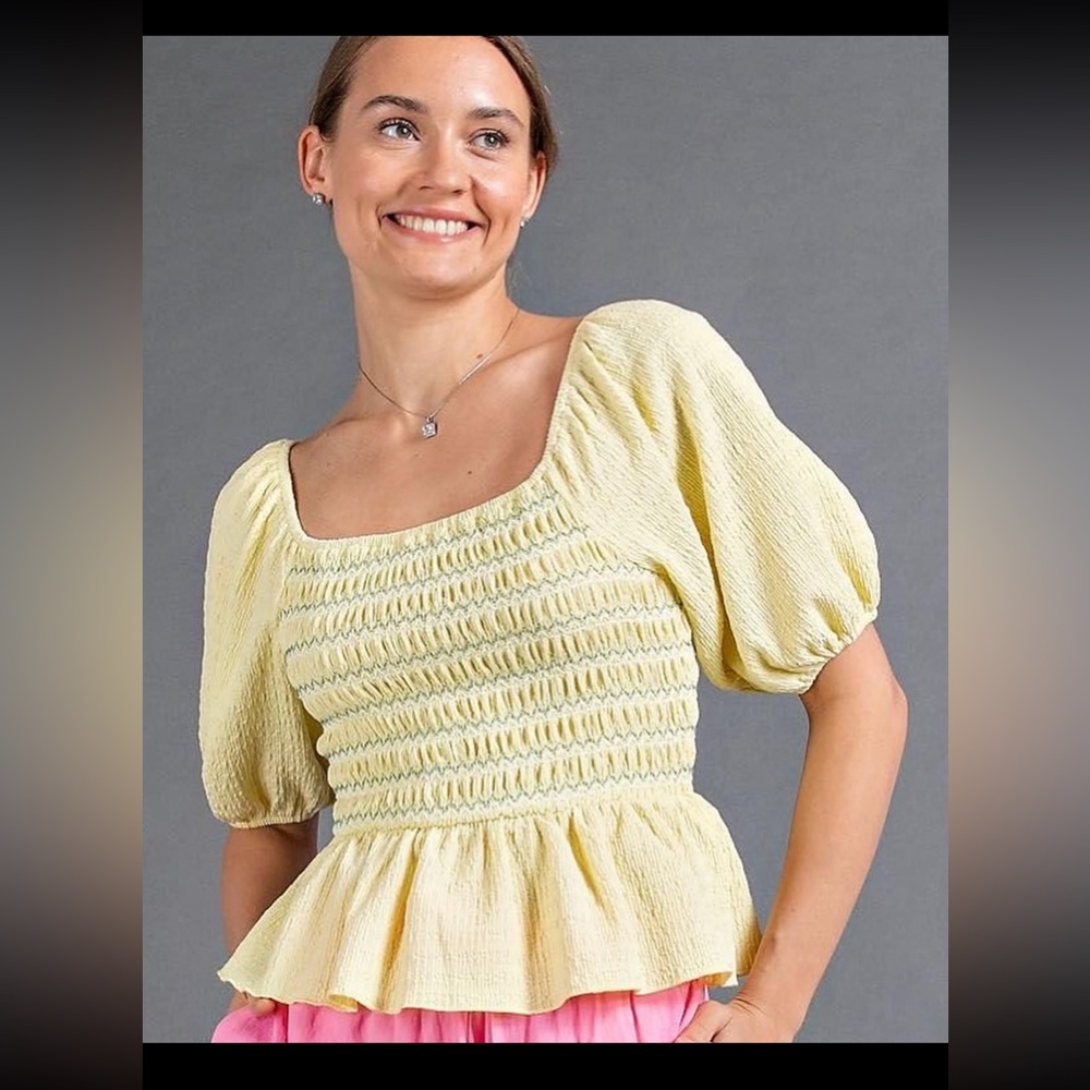 Light yellow peplum top